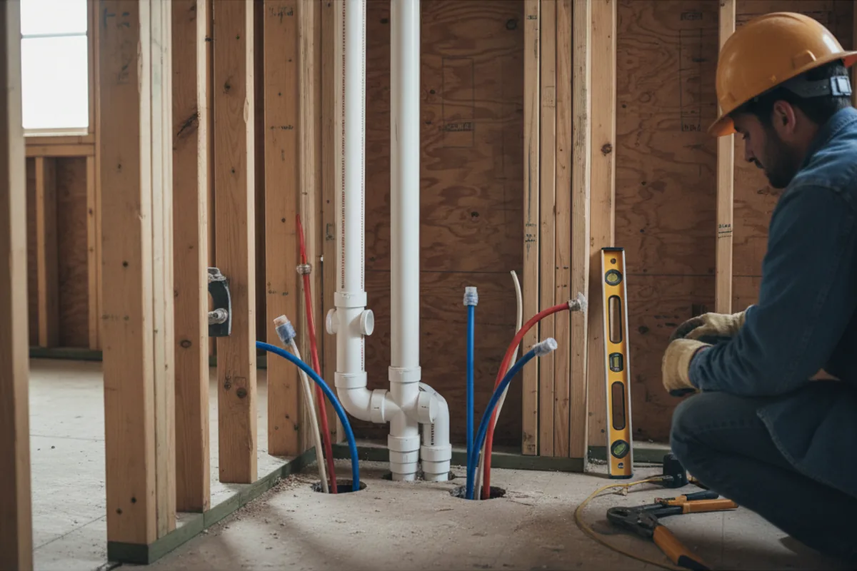 Drain and supply rough-in during Toilet Repair and Installation in East Northport