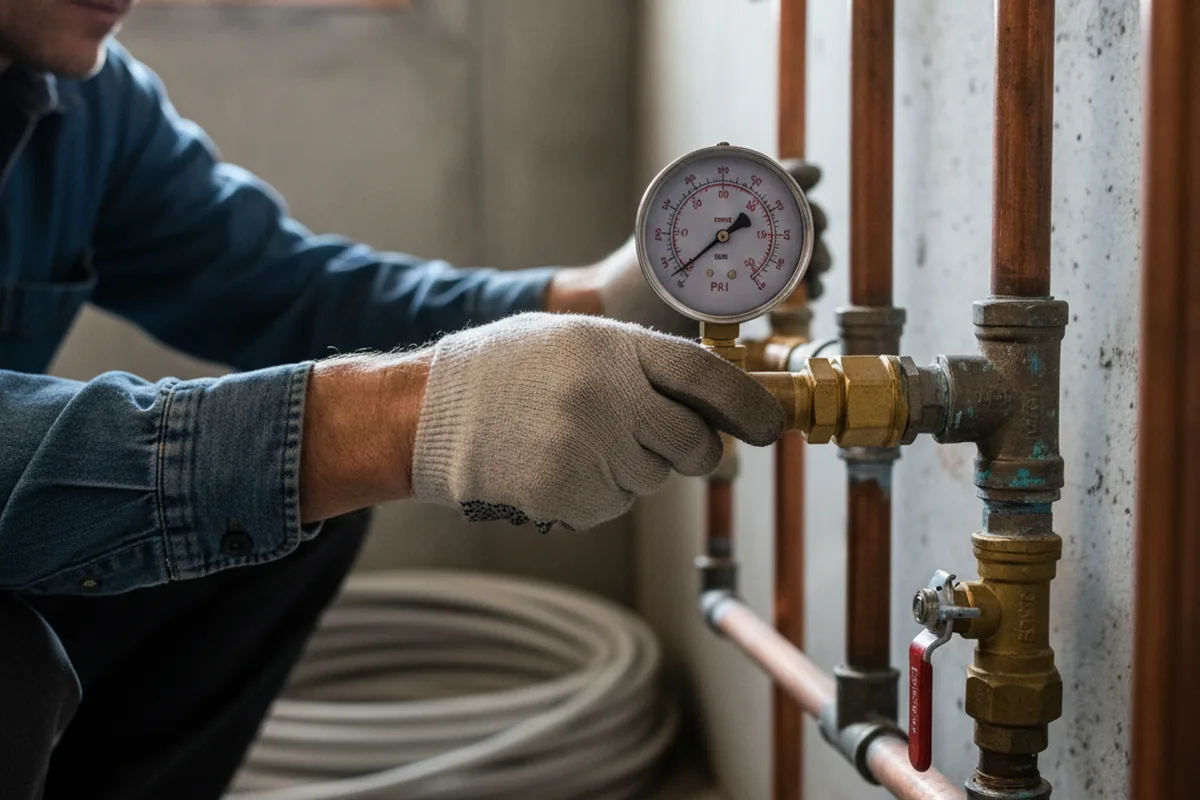 Pressure testing a repaired line during Water Line Repair in East Northport